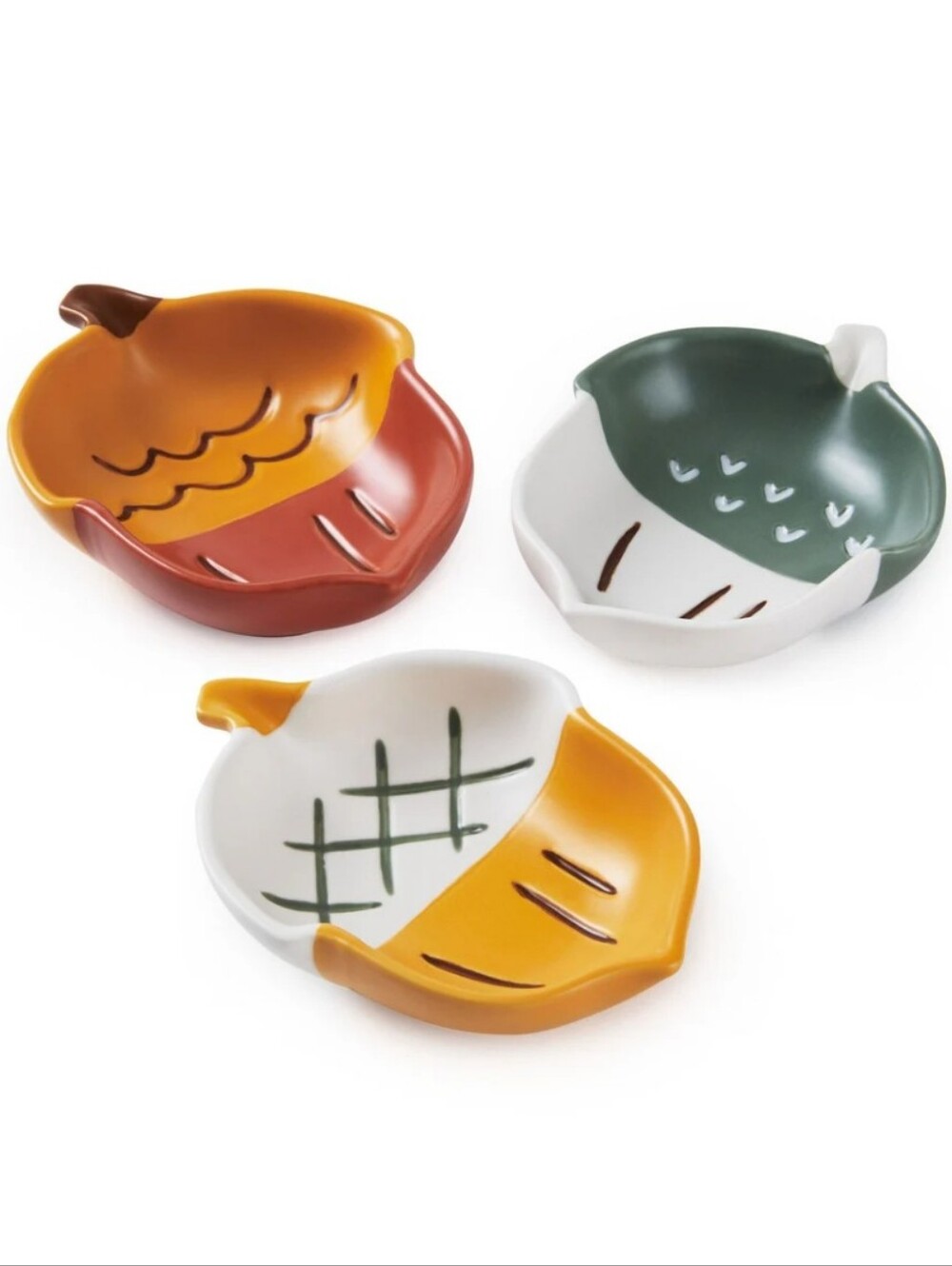Hallmark Acorn Autumn Leaf Ceramic Bowls Set of 3 New